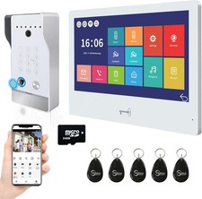 1080P Video Door Phone Apartment Doorbell Intercom System,10 Inch Wired Touch