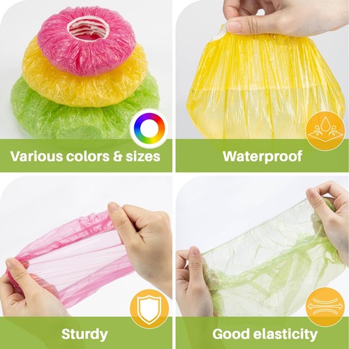 60 Pcs Plastic Bowl Covers Reusable Elastic Fresh Keeping Bags Food Wrap - Picture 6 of 7