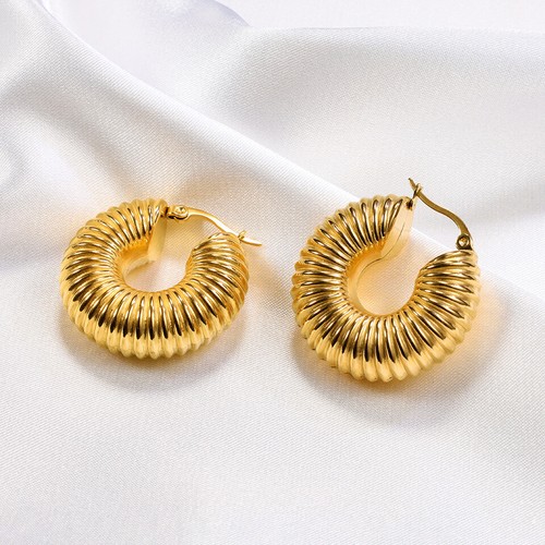 Lo último Tendencia Mujeres Hilo Curvo Grueso Círculo Pendientes Punk Joyería Puños - Imagen 23 de 26
