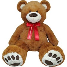 Anico 59" Tall 5 Feet Giant Plush Brown Teddy Bear w/ Happy Anniversary Ribbon