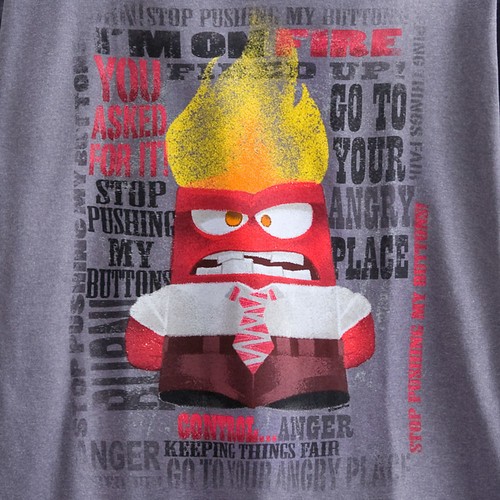 Disney Pixar Inside Out Movie ANGER Tee for Men Gray T- Shirt Disney Store 2X - Picture 2 of 3