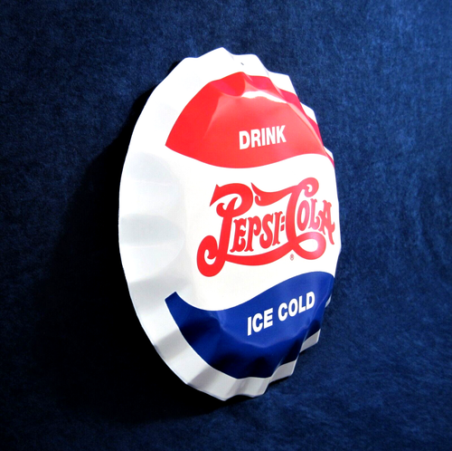 PEPSI~COLA ~ Metal Die-Cut 3D Cap Sign ~ Garage Man Cave Bar Pub ~ MADE in USA - Picture 5 of 8