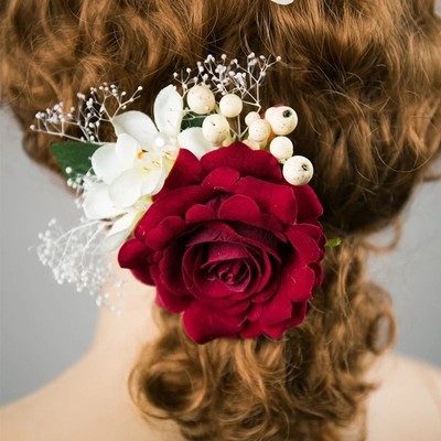 Luxury Rose Flower Hair Clip Hair Accessories With Brooch Wedding