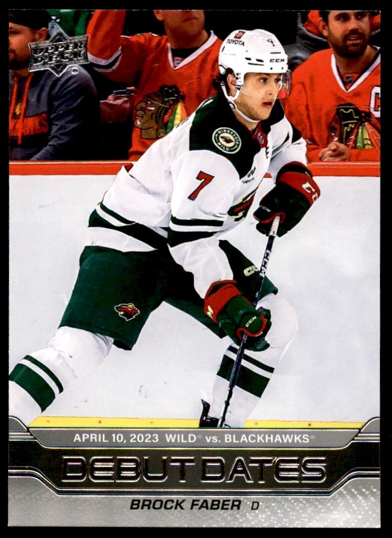 Brock Faber 2023-24 Upper Deck Series 1 Debut Dates RC #DD-15