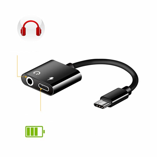 2 In 1 Type C To 3.5mm Headphone Adapter Audio Charger Black - 第 11/11 張圖片