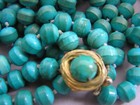 Vintage VOGUE Signed Bird Nest Turquoise Banded Bead Necklace Mutli Strand 22" — photo 2