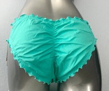 Victoria's Secret Bikini Bottom Nwt Aqua Ruched Ruffled Ruffle Cheeky Swim VS