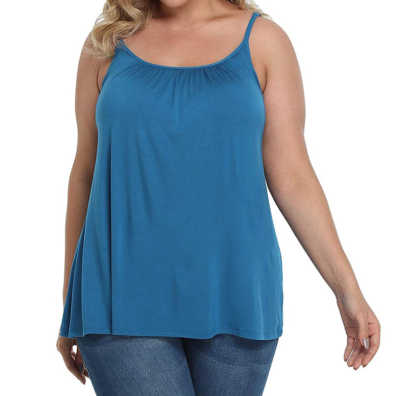 Plus Size Swing Lace Flowy Tank Top for Women Cami with Built-in