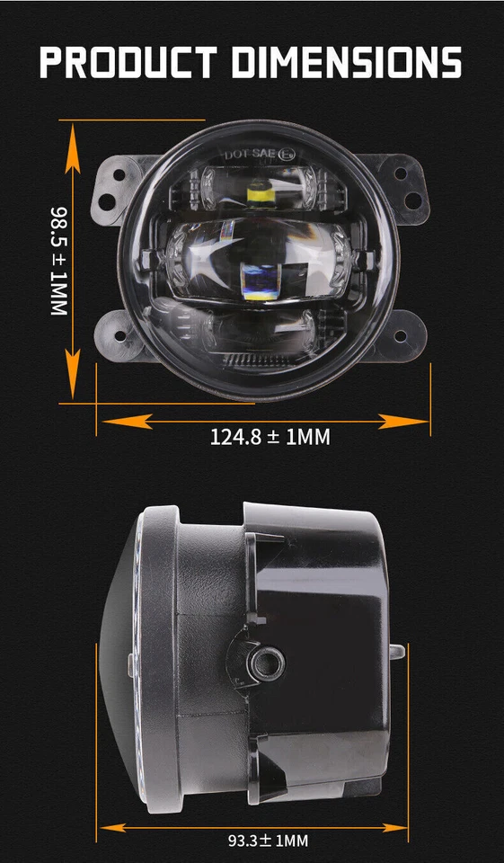 Combo de faros LED negros de 7" + luces antiniebla de 4" para Jeep Wrangler JK 2007-2018 Foto 3 de 4