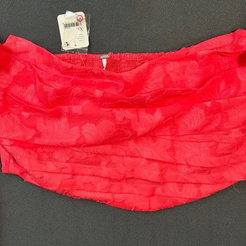 FREE PEOPLE Bella Corset Cropped Viscose Lined Top Off Shoulder Size XL Red - Picture 12 of 13