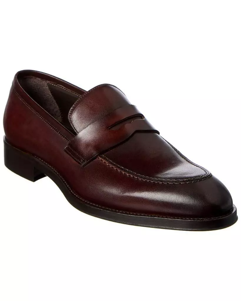 395 BRUNO MAGLI Hudson Leather Penny Loafer in Rust Size 13