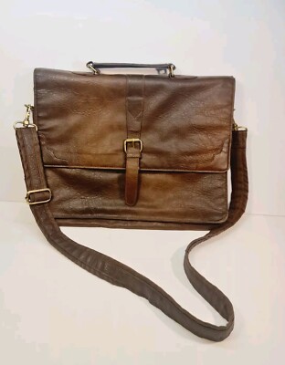 ASOS DESIGN Smart Satchel, Brown Leatherette Laptop Bag/Messenger Man Bag  UK