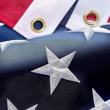 US American Flag Heavy Duty Luxury Embroidered Stars Sewn Stripes Grommets Nylon