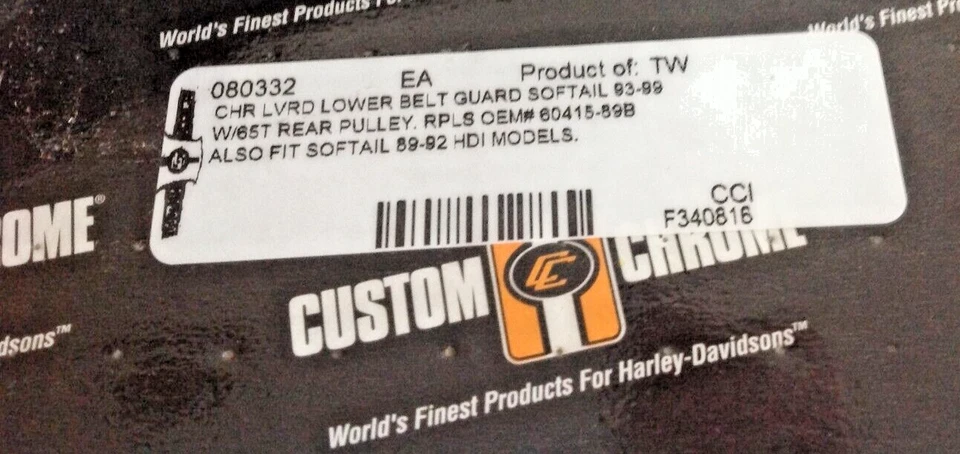 Chrome Louver Lower Belt Guard Harley Softail Models 1993-99 w/ 65 Tooth Pulley - Image 4 of 4