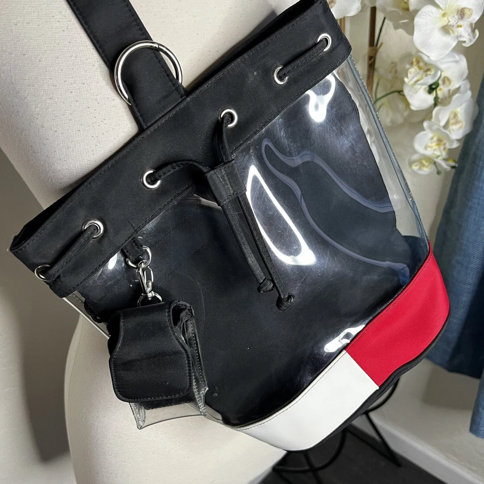 Raro Bolso Bandolera Tommy Hilfiger Vintage Y2K Años 90 Azul Marino Transparente Cubo Foto 3 de 4