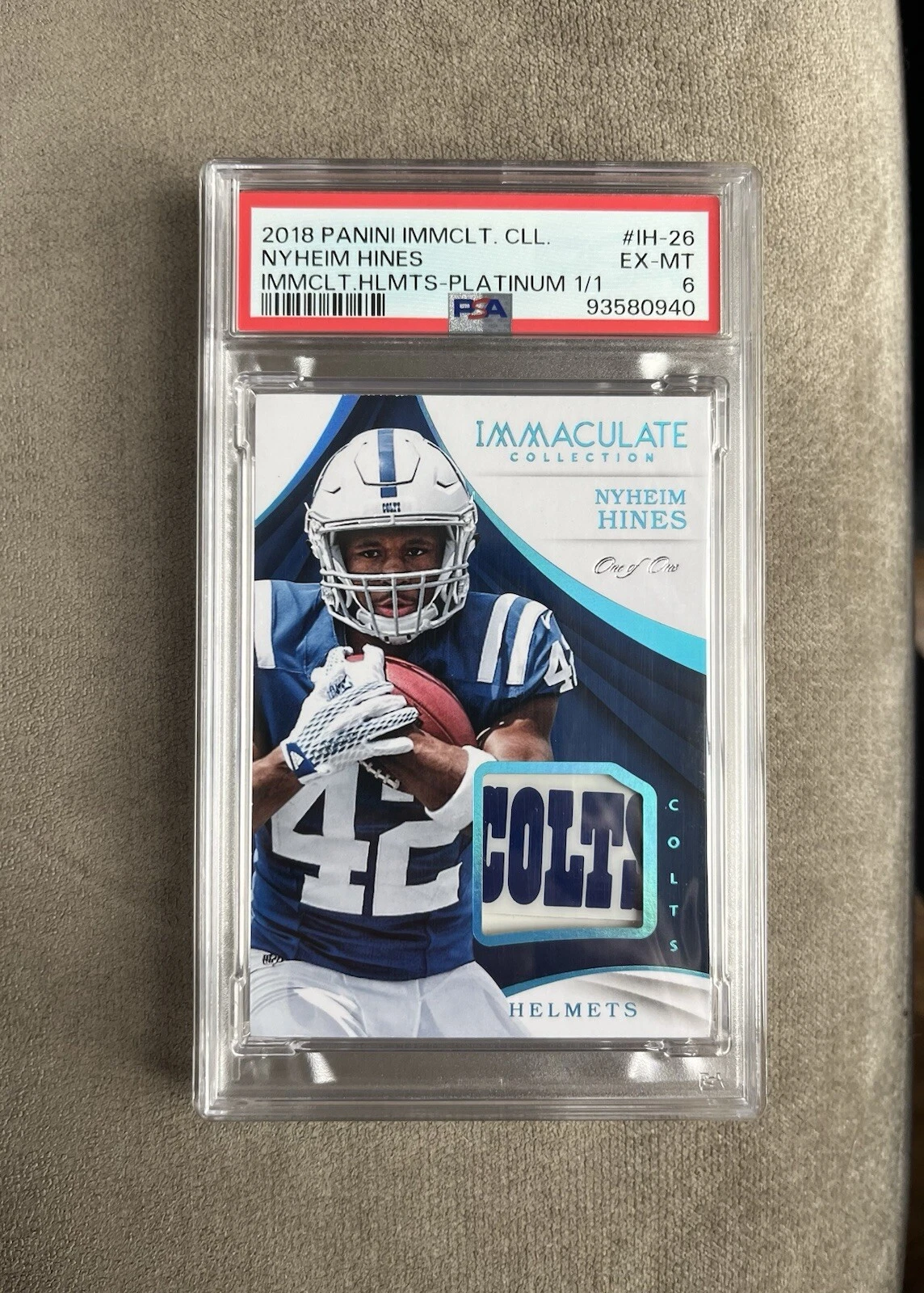 Nyheim Hines Panini Immaculate Collection Immaculate Helmets #IH26 Platinum 1/1