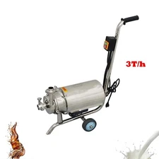 3T/h Centrifugal Pump with Wheels Food Grade Beverage Transfer Pump 1hp 110V New
