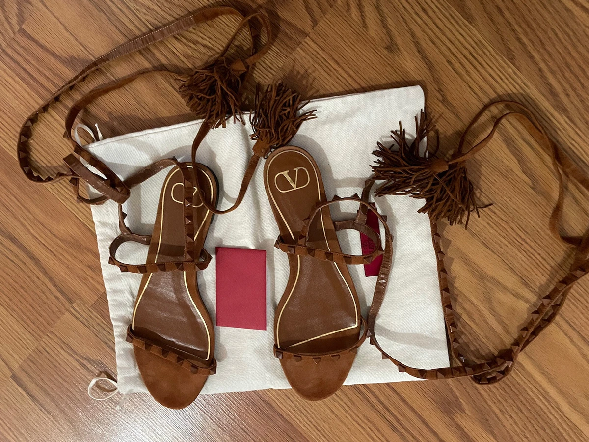 Valentino Garavani suede gladiator wrap sandals In Copper Brown