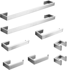 Stainless Steel 8-Piece Bathroom Accessories Set in Brushed Nickel Finish