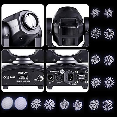 U`King 50W LED Moving Head Light With Remote 8 GOBO 8 Pattern Spotlight By Dmx Controlled 11 Channel For Disco Club Party Stage