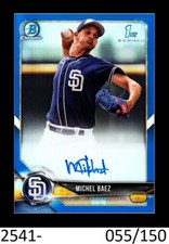 1-2018 BOWMAN CHROME BLUE REFRACTOR AUTO MICHEL BAEZ PADRES 055/150