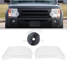 Pair Headlight Lens Cover Shell Clear For Land Rover LR3 2005-2009 With Glue