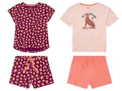 Mädchen Shorty Schlafanzug Baumwolle Pyjama Mädchenpyjama Nachtwäsche kurzarm