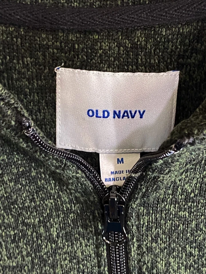 NWT Old Navy Heather Gray Green Fleece Zip LONG SLEEVE SWEATER PULL OVER SHIRT M - Image 4 of 4