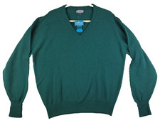 Lands' End NEW w/FLAW Lambswool V-Neck Sweater Made In England Men's Large Teal