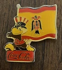 Vintage Coca Cola Olympic Pin: 1985 LA Olympics - Mascot w Spain Flag