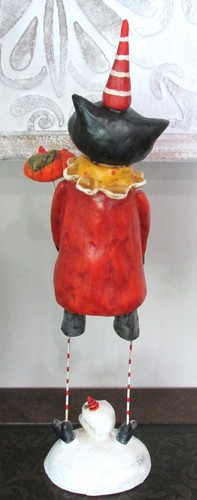 Tall Whimsical Costume Pumpkin Clown CAT Sculpture/Figurine*Halloween/Fall Decor - Picture 4 of 7