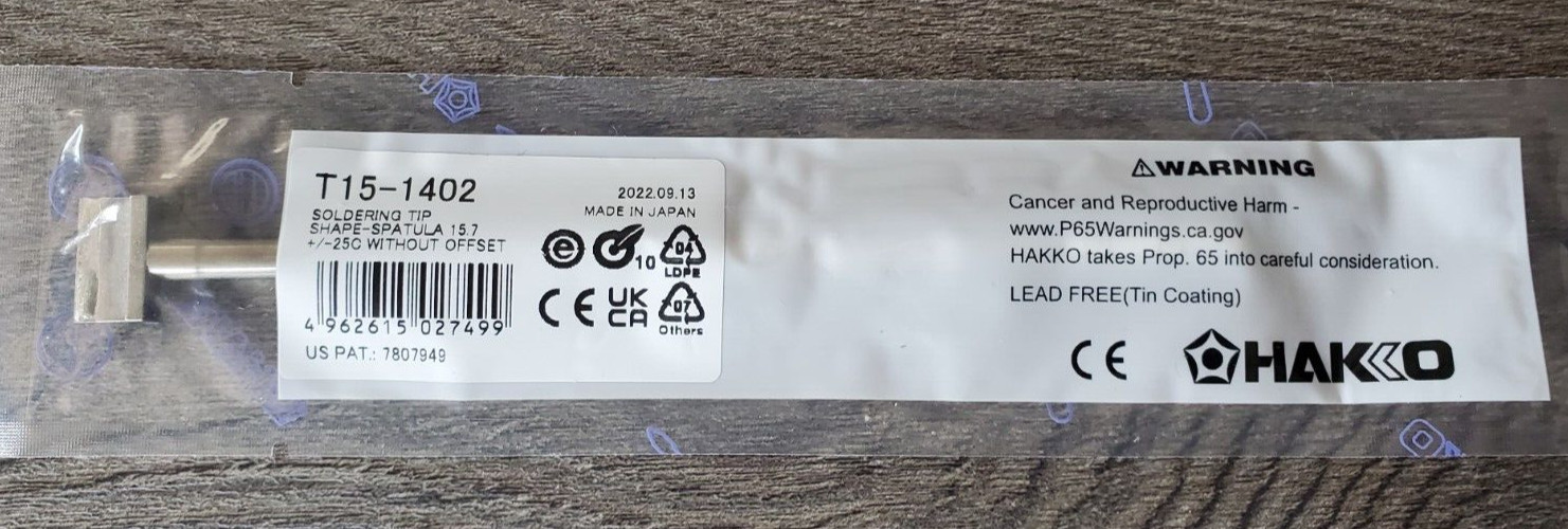 GENUINE (Sealed) Hakko Soldering Tip T15-1402 Flat Blade