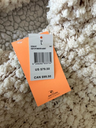 New w/tags Rip Curl Women’s Natural Crochet Cardigan Cozy Up Sweater Size Large - Picture 5 of 5