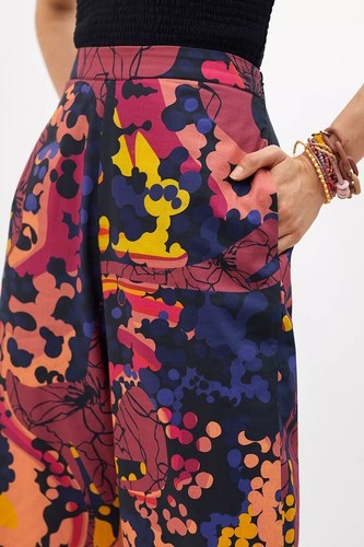 NWT ROOPA PEMMARAJU for ANTHROPOLOGIE Sunset Wide-Leg Pants in Purple Motif Sz M - Picture 4 of 15