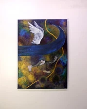 Prophetic hand painted painting Angel of the Path, Ukrainian christian painting