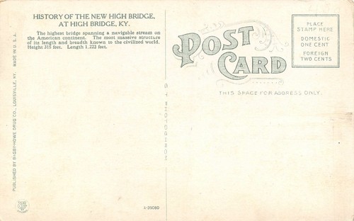 Railroad Train Moonlight Night New High Bridge Kentucky 1910c postcard - Picture 2 of 2