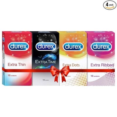 Durex Multi-pack Condoms for Men (Extra Time, Extra Dotted Extra Ribbed SF