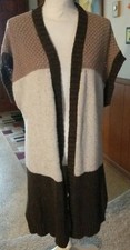 Long Medium Sweater Jacket Tags Missing Browns/Creme Long Sleeve