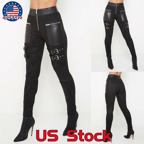 Women High Waist Leather Punk Gothic 