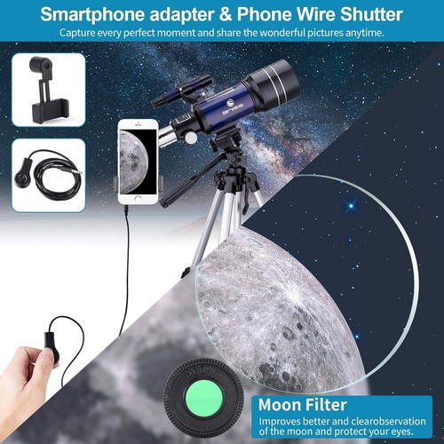 Telescopes for Adults Astronomy, 70Mm Aperture 300Mm Refractor Telescope for Beg - Picture 4 of 7