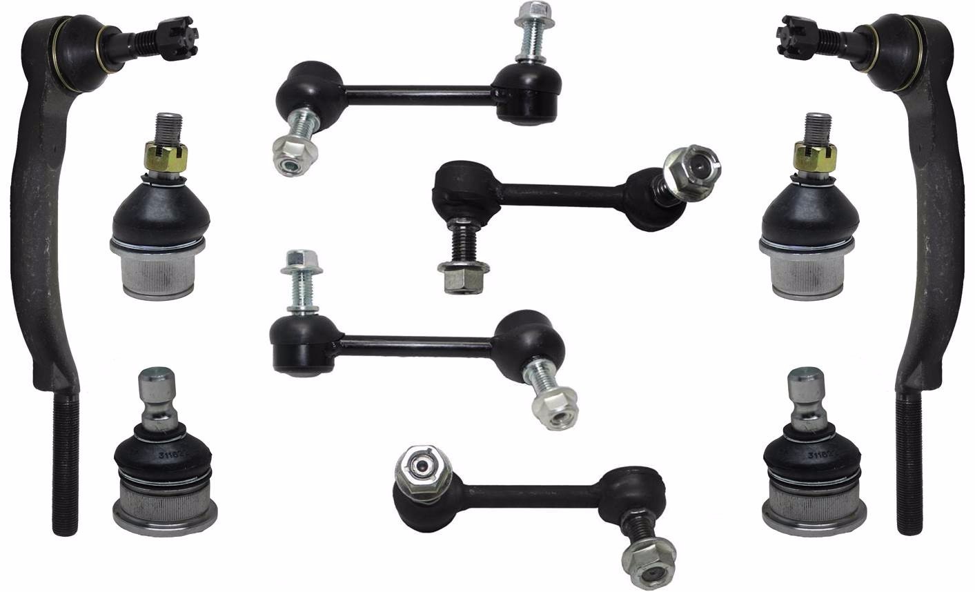 10 Pcs Kit Front & Rear Sway Bar Link Outer Tie Rod End 16mm Upper