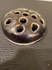 Vintage Ceramic Flower Frog Japan 13 Holes Brown Glazed