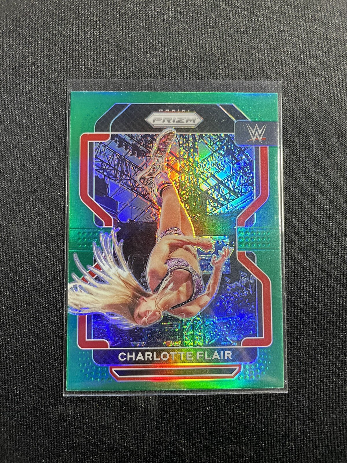 2022 Panini Prizm WWE Green Prizm Charlotte Flair WWE Smackdown Card #180
