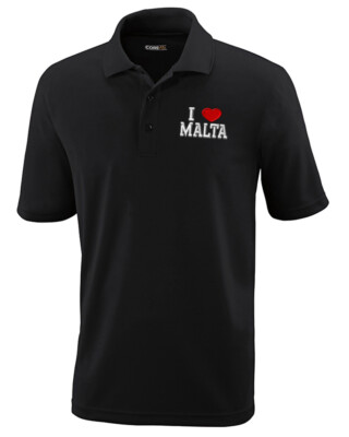Performance Golf Tees I Love Malta Polyester Short Sleeves Polo Shirts for Men