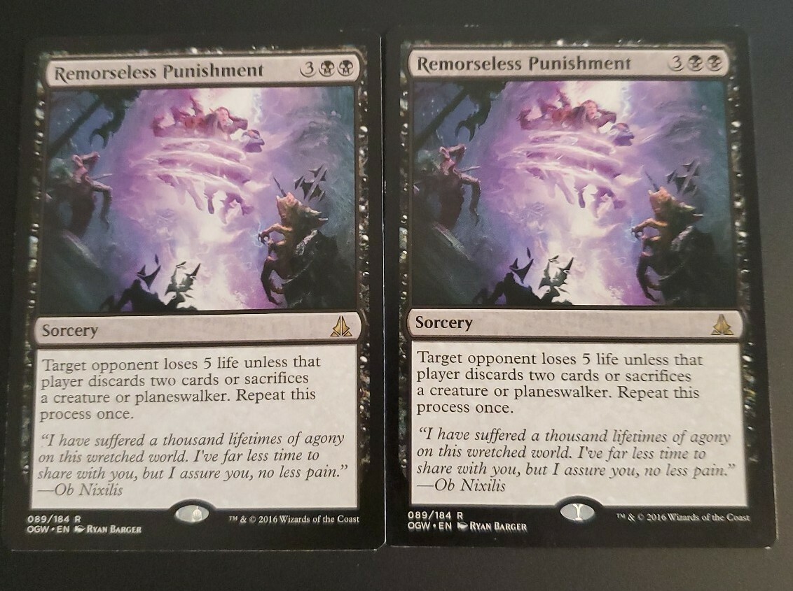 Remorseless Punishment 2x FOIL OGW MTG Oath of the Gatewatch Rare MINT black Remorseless Punishment 2x FOIL OGW MTG Oath of the Gatewatch Rare MINT black