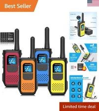4 Pack Rechargeable Walkie Talkies - Long Range Two-Way Radios with NOAA Alert