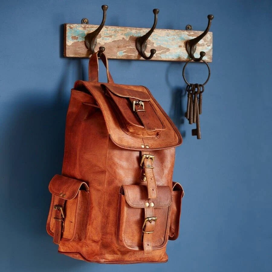 Men's New Shoulder Leather Rucksack Bag Travel Vintage Backpack Satchel Bag