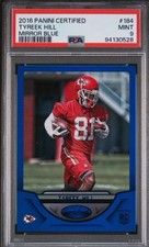 Tyreek Hill 2016 Certified Mirror Blue Rookie Card #184 #10/50 PSA 9 Jersey#. rookie card picture