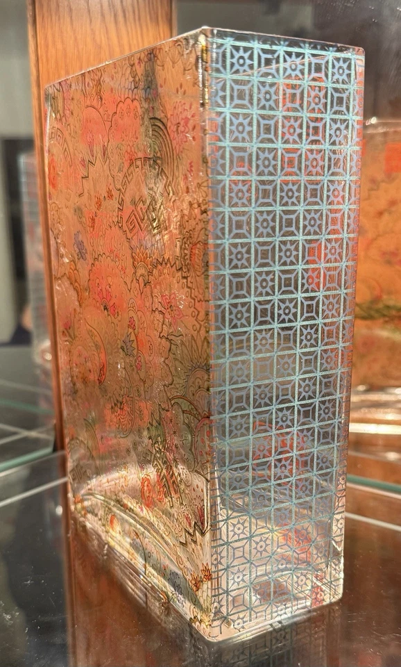 Jarrón de vidrio rectangular floral transparente estudio con flecos cricket asiático ~ regalo de vacaciones Foto 2 de 4