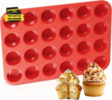 Silicone Muffin Pan Mini 24 Cups Cupcake Pan, Nonstick Food Grade Silicone Mold